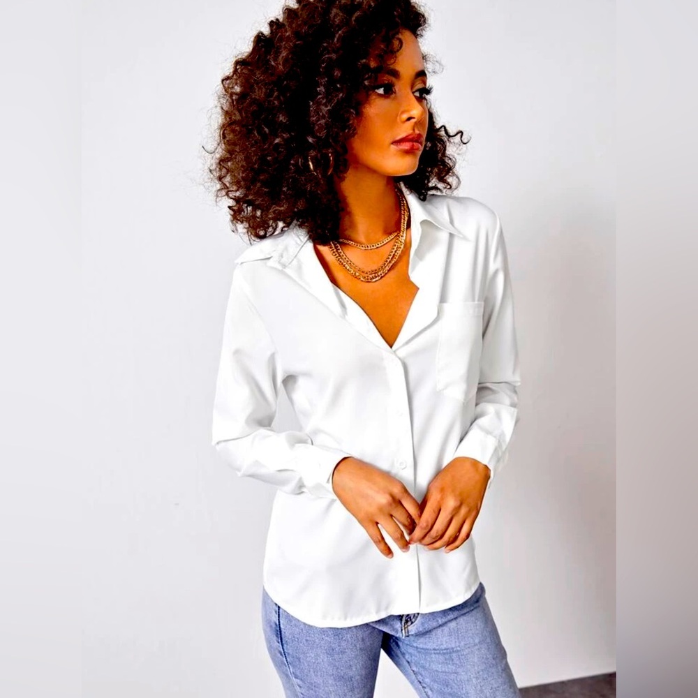 Nailea X SHEIN Patch Pocket Button Front Solid Shirt -NWT
